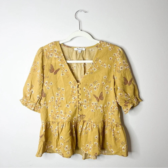Madewell Courtyard Ruffle-Hem Top in Butterfly Sanctuary - Picture 4 of 10
